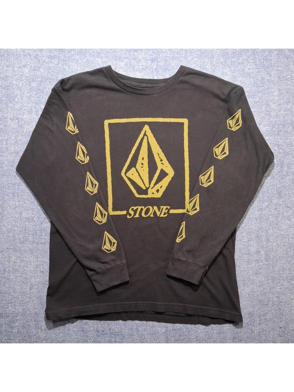 Volcom Men's Medium, Black Big Stone Logo Graphic long Sleeve 100% Cotton Shirt